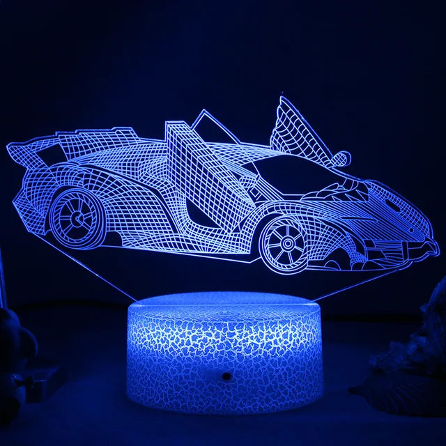 LED Nattlys - 3D Illusjonslampe for Barnerom, USB-lading | Luvikno