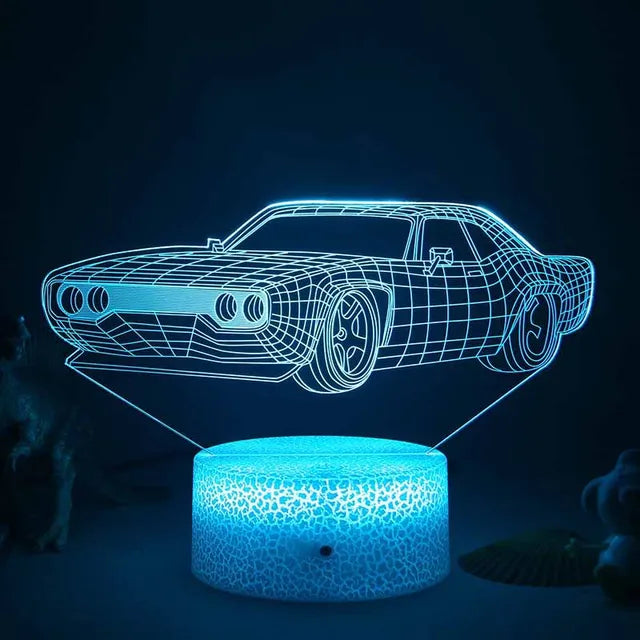 LED Nattlys - 3D Illusjonslampe for Barnerom, USB-lading | Luvikno