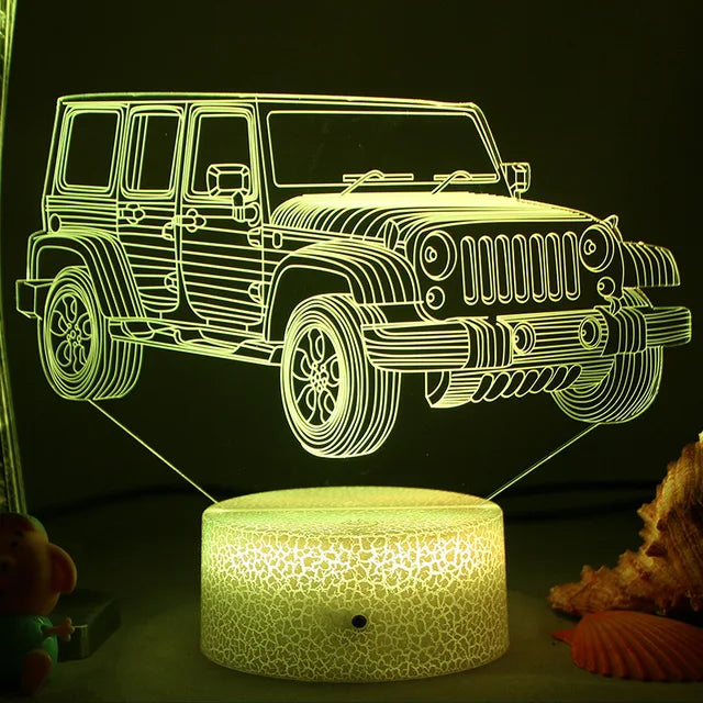 LED Nattlys - 3D Illusjonslampe for Barnerom, USB-lading | Luvikno