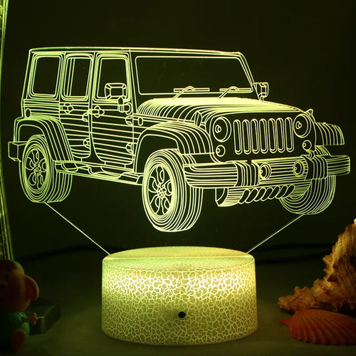 LED Nattlys - 3D Illusjonslampe for Barnerom, USB-lading | Luvikno