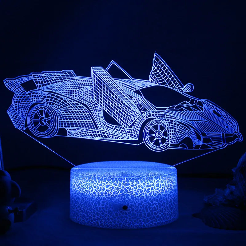 LED Nattlys - 3D Illusjonslampe for Barnerom, USB-lading | Luvikno