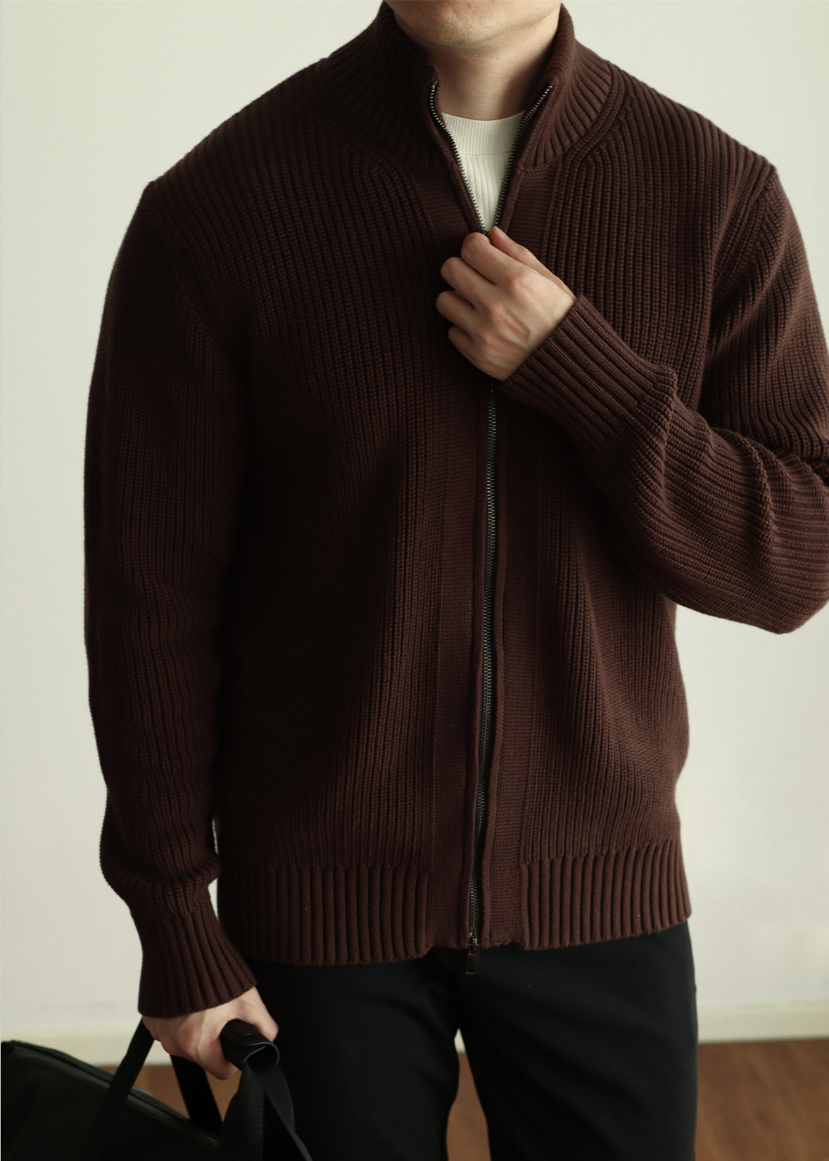 Luvik | Kahvia Korkea kaulus Vetoketju Takit miehille Talvi