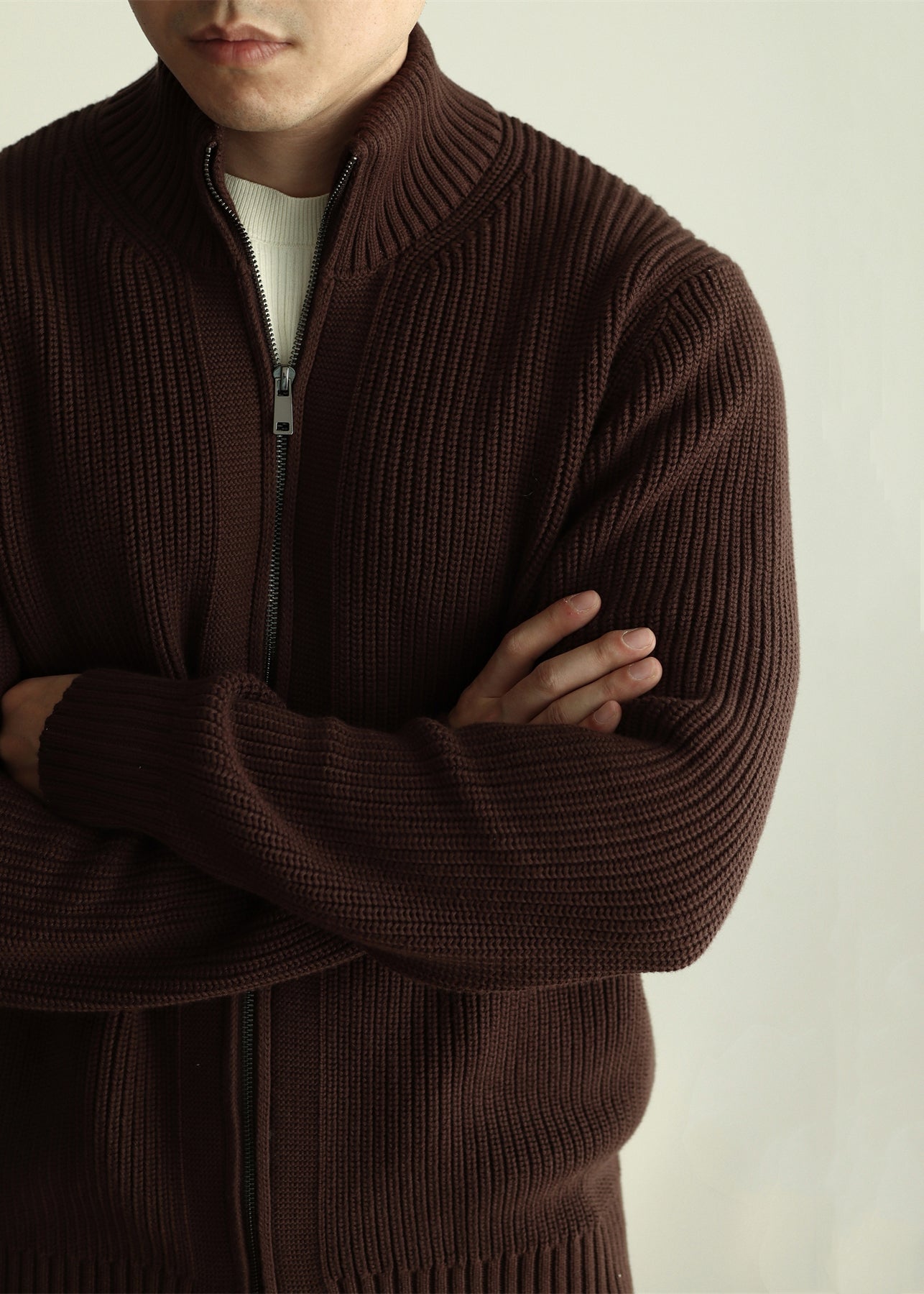 Luvik | Kahvia Korkea kaulus Vetoketju Takit miehille Talvi