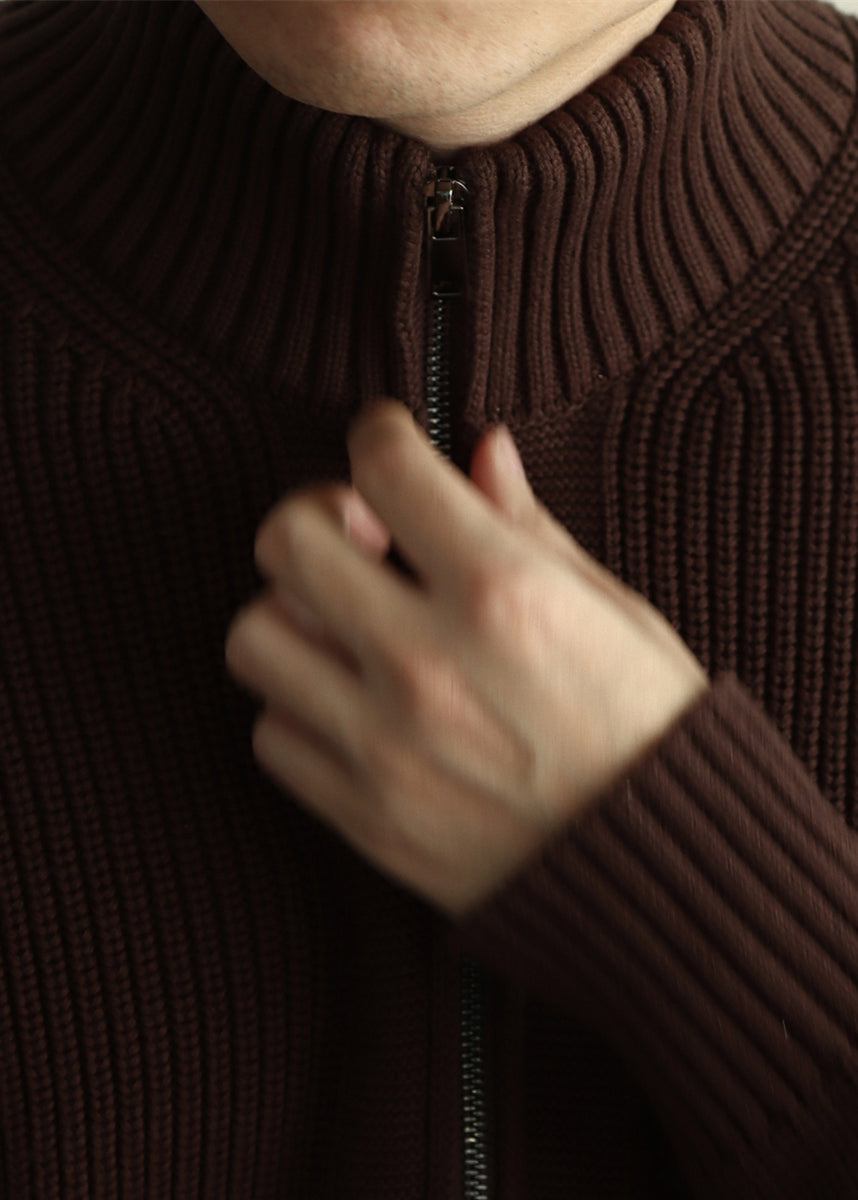 Luvik | Kahvia Korkea kaulus Vetoketju Takit miehille Talvi