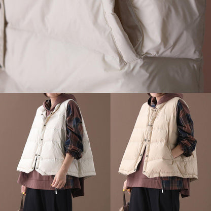 Luvik | beige Parkat trendikäs Plus-Size talvivaatteet korkeakauluksellinen ilman hihoja ulkoiluvaatteet