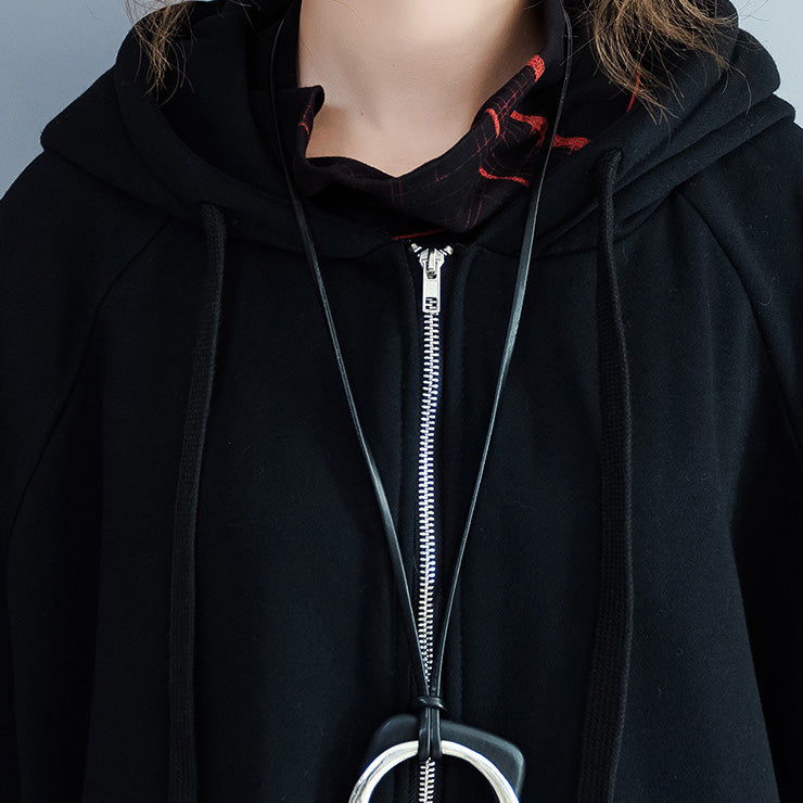 Luvik | mustat parkat naisille rento vuorattu takki ulkotakki sivuaukiolla