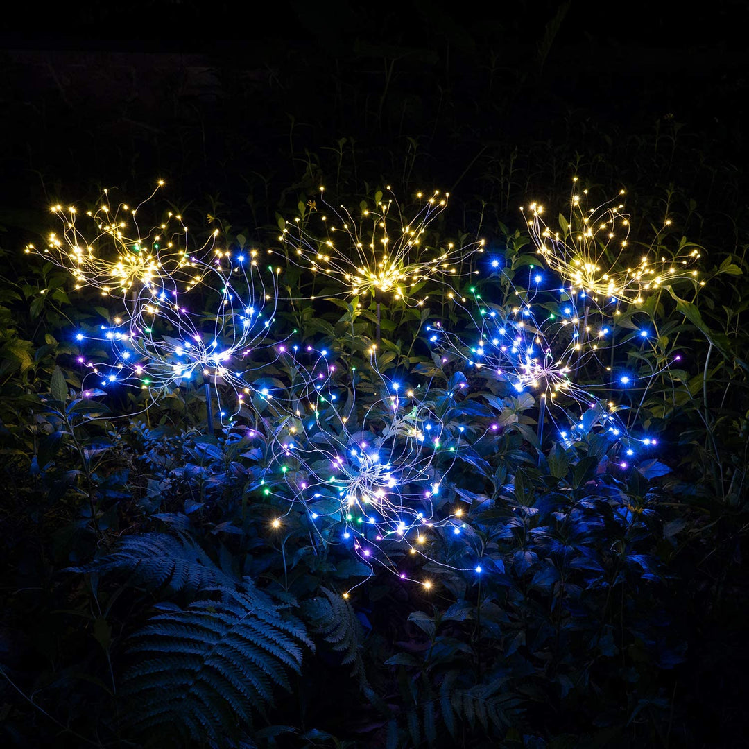4 Deler Solfyrverkeri Hage Lanterner - Værbestandig LED Dekorativ Belysning, Solenergi for Hage og Patio | Luvikno