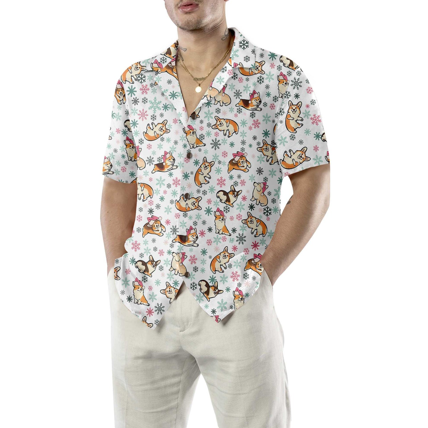 Luvik | Lämpimämpi Corgi iloiselle jouluhawaii-paidalle, hauska joulun Corgi, paras joululahja