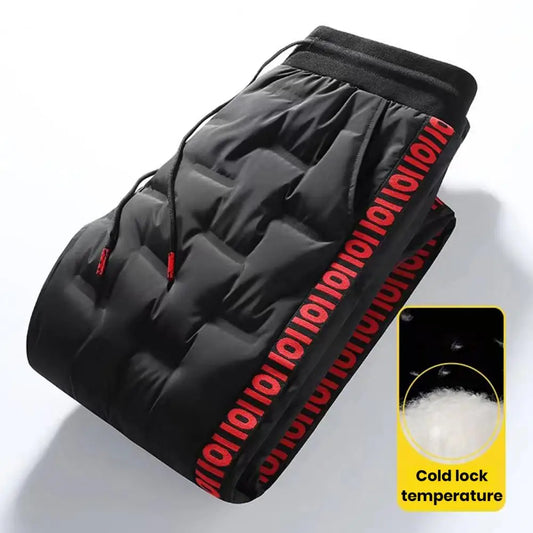 Luvik | Miesten joggers, joissa on säädettävä vyötärönauha, valmistettu puuvillasta ja untuvasta