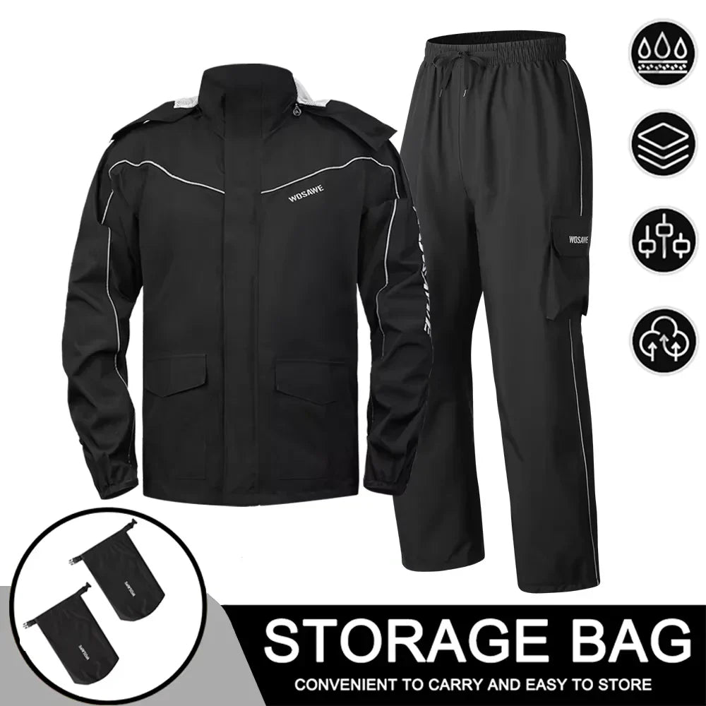 Luvik | Miesten moottoripyörä sadejakku vesitiivis - Heijastava musta/vihreä S-2XL