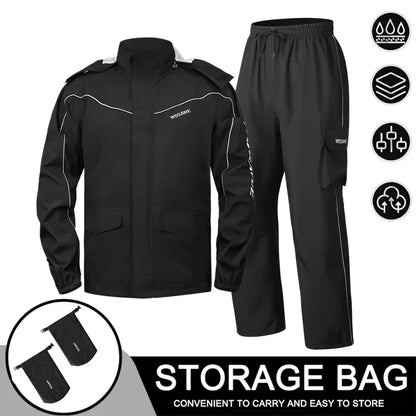 Luvik | Miesten moottoripyörä sadejakku vesitiivis - Heijastava musta/vihreä S-2XL