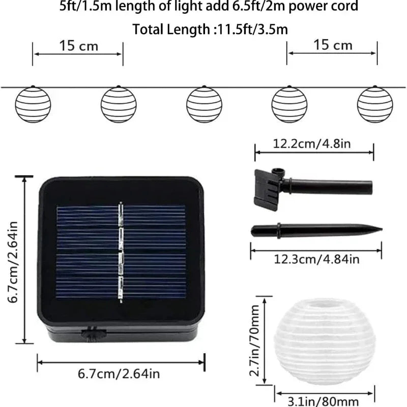 Solar Lantern String Light for Outdoors – Fargerike lanterner for hage- og terrassebelysning | Luvikno