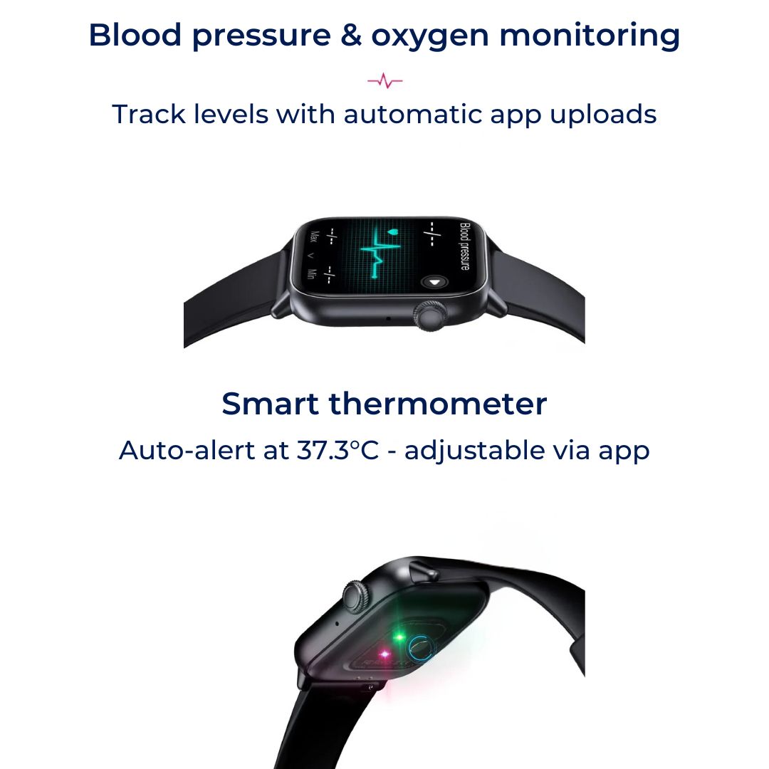 WellnessPro Helse Smartklokke | Sporer Hjertefrekvens - Blodtrykksmåling - Søvnaktivitetsmåling Luvikno