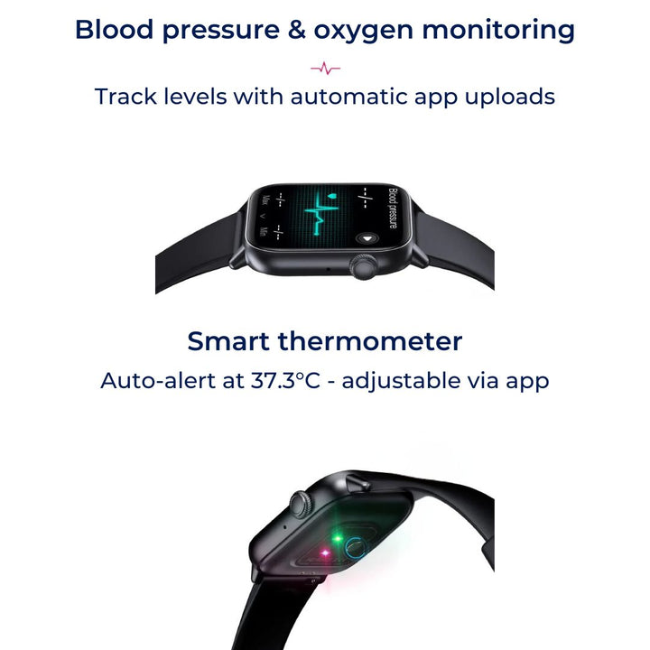 WellnessPro Helse Smartklokke | Sporer Hjertefrekvens - Blodtrykksmåling - Søvnaktivitetsmåling Luvikno