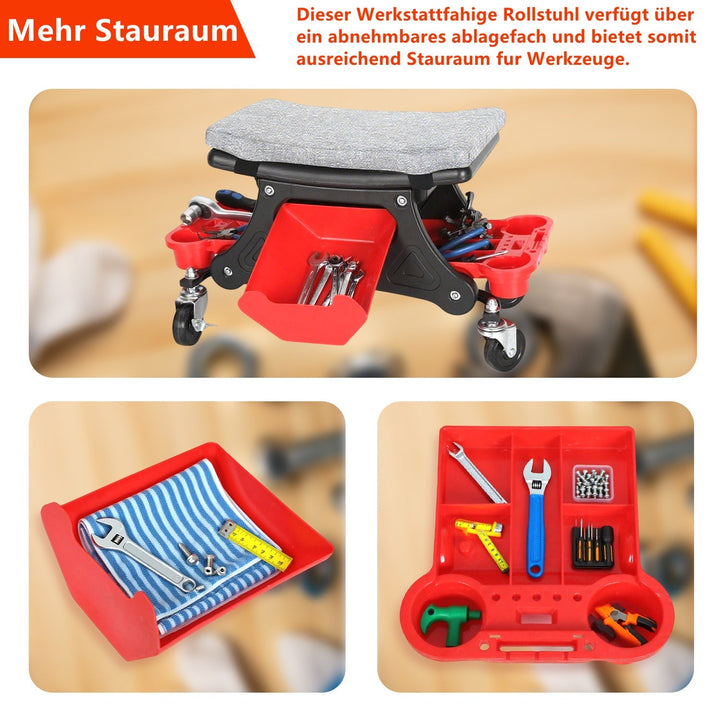 Workshop stool rullestol med lagringsboks | Luvikno