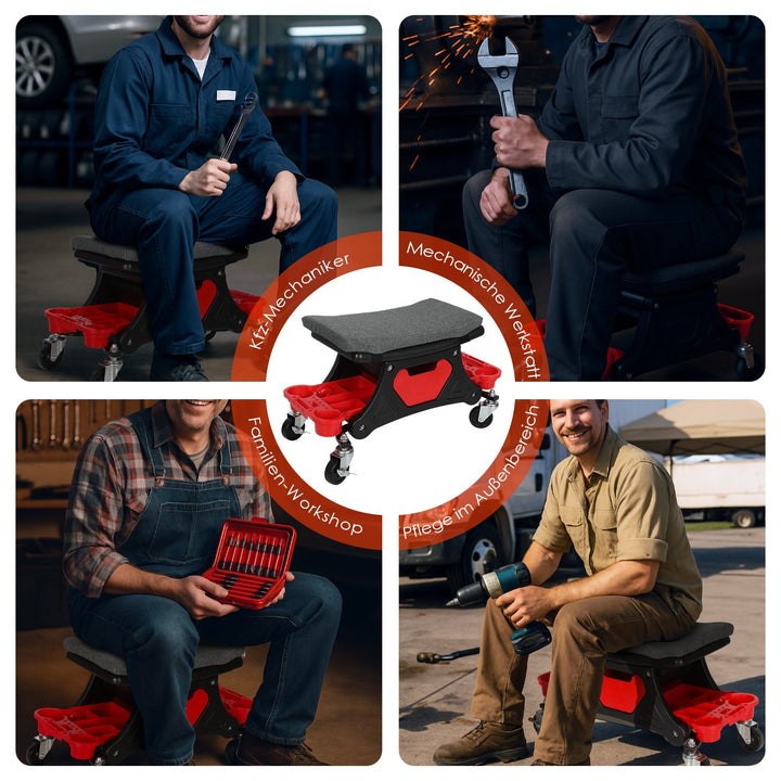 Workshop stool rullestol med lagringsboks | Luvikno