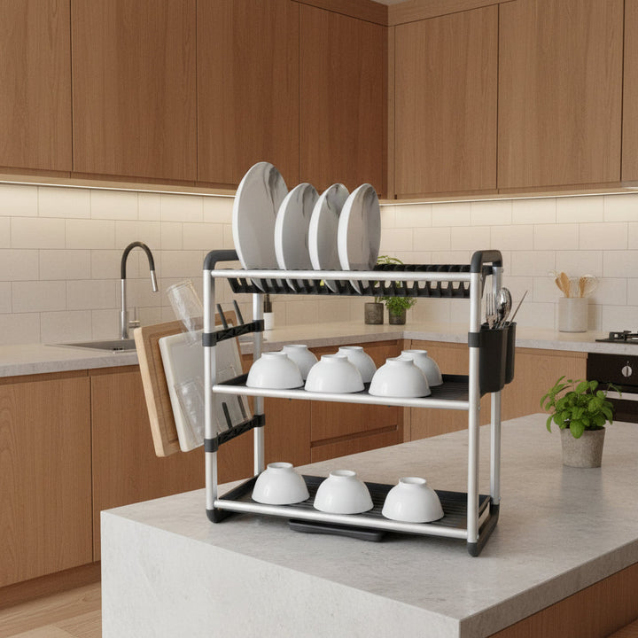 3-tier tallerken tørker laget av aluminium | Luvikno