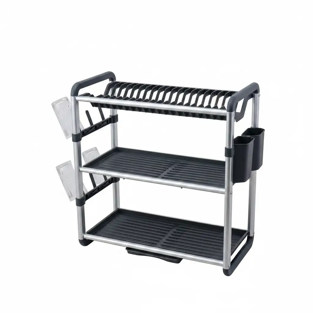 3-tier tallerken tørker laget av aluminium | Luvikno