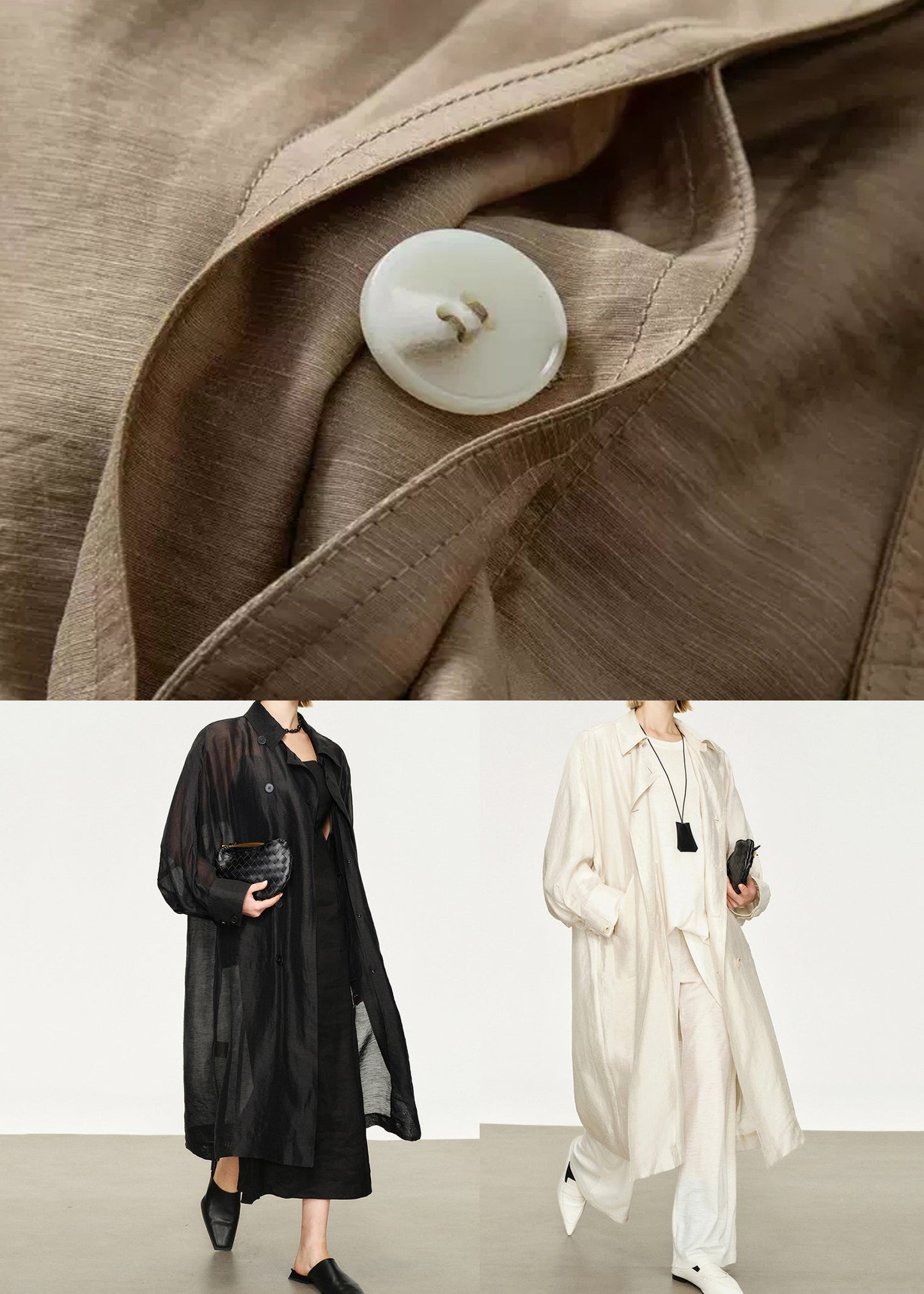 Luvik | Ohut Silkki Lyhyet Trenssit Peter Pan Kaulus Lepakkohihat