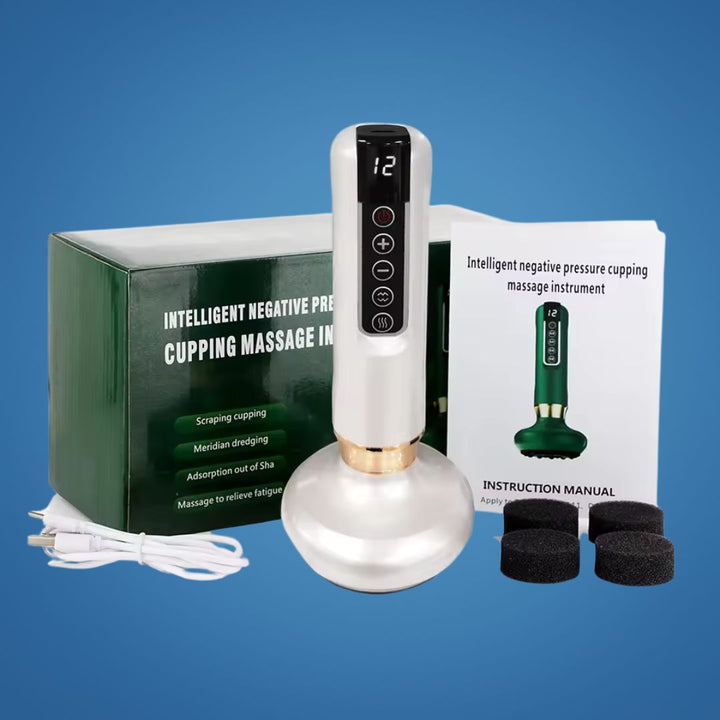TheraPulse | Elektrisk cuppingmassasje – Vakuum Gua Sha, varmebehandling og justerbart sug for smertelindring og lymfatisk drenering Luvikno