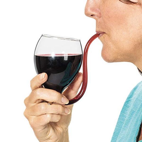 Vin Glass med innebygd sugerør | Luvikno