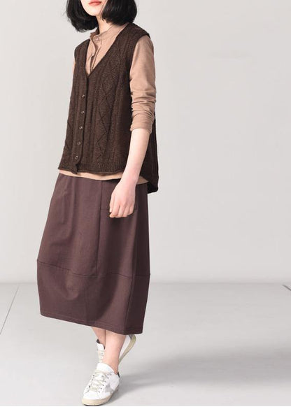 Luvik | trendikkäät suklaaväriset neuletakki suuret koot hihaton takki avoin selkä