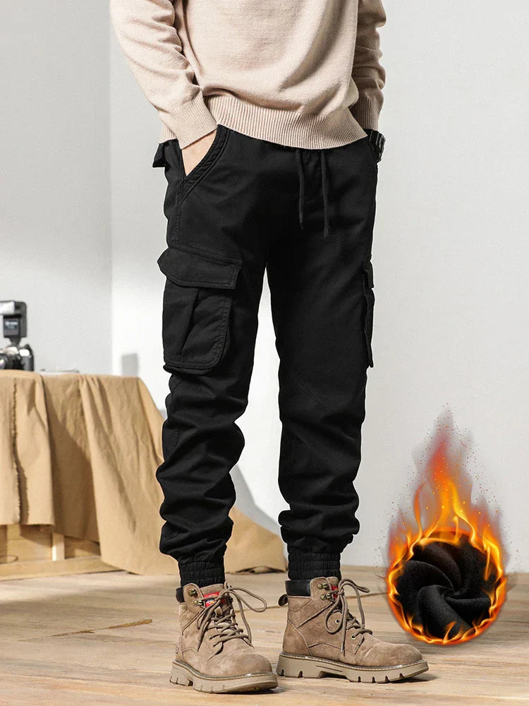 Luvik | Vinter Cargo-Bukser for menn med fleece-fôr - Slim Fit & elastisk liv।