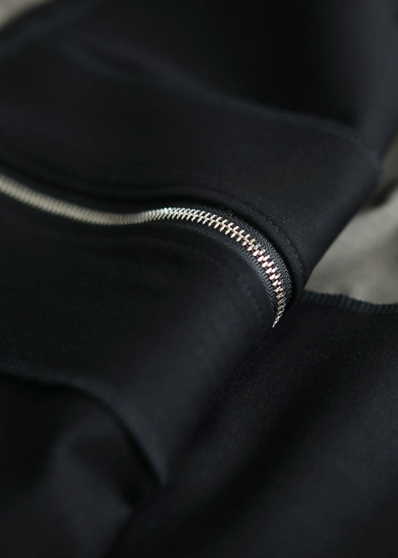 Luvik | Musta huppari vetoketjulla Taskut Patchwork Puuvillatrenssit Ulkovaatteet