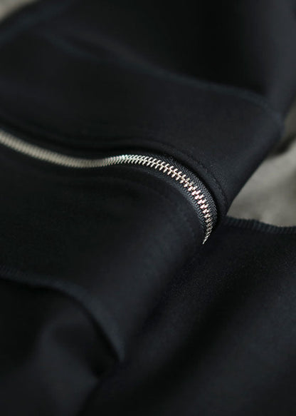 Luvik | Musta huppari vetoketjulla Taskut Patchwork Puuvillatrenssit Ulkovaatteet