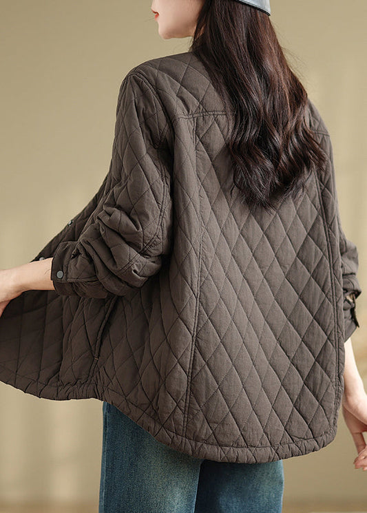 Luvik | Kahvi Korkea kaulus Taskut Täytetyt takit hienosta puuvillasta