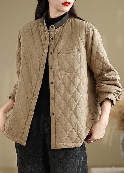 Luvik | Kahvi Korkea kaulus Taskut Täytetyt takit hienosta puuvillasta