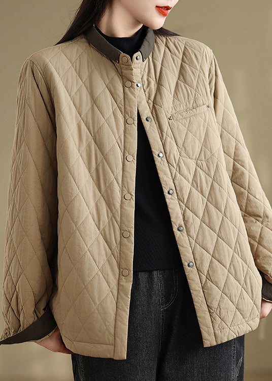 Luvik | Kahvi Korkea kaulus Taskut Täytetyt takit hienosta puuvillasta