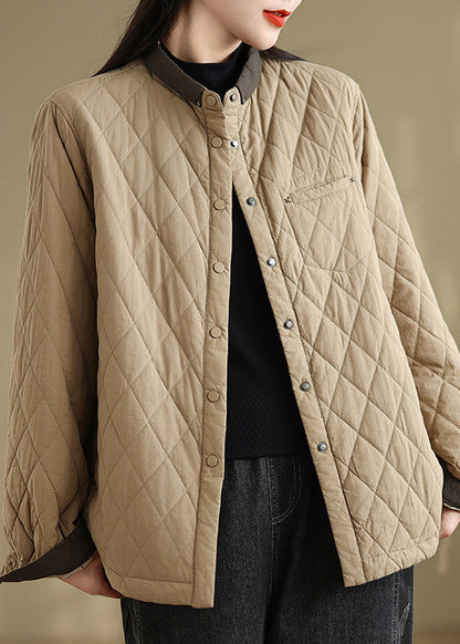 Luvik | Kahvi Korkea kaulus Taskut Täytetyt takit hienosta puuvillasta