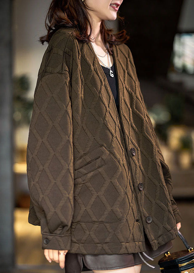 Luvik | Puuvillainen narutakki, jossa on taskut ja suklaan värinen V-pääntie