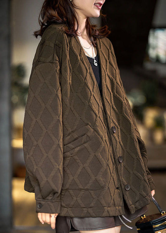 Luvik | Puuvillainen narutakki, jossa on taskut ja suklaan värinen V-pääntie