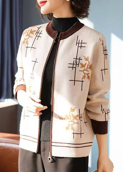 Luvik | Kahvilan Vetoketjullinen Painettu Neuletakki