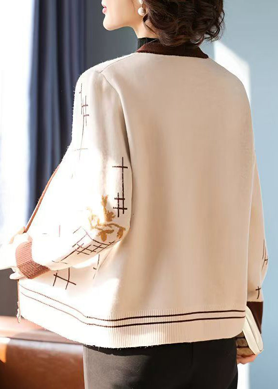 Luvik | Kahvilan Vetoketjullinen Painettu Neuletakki