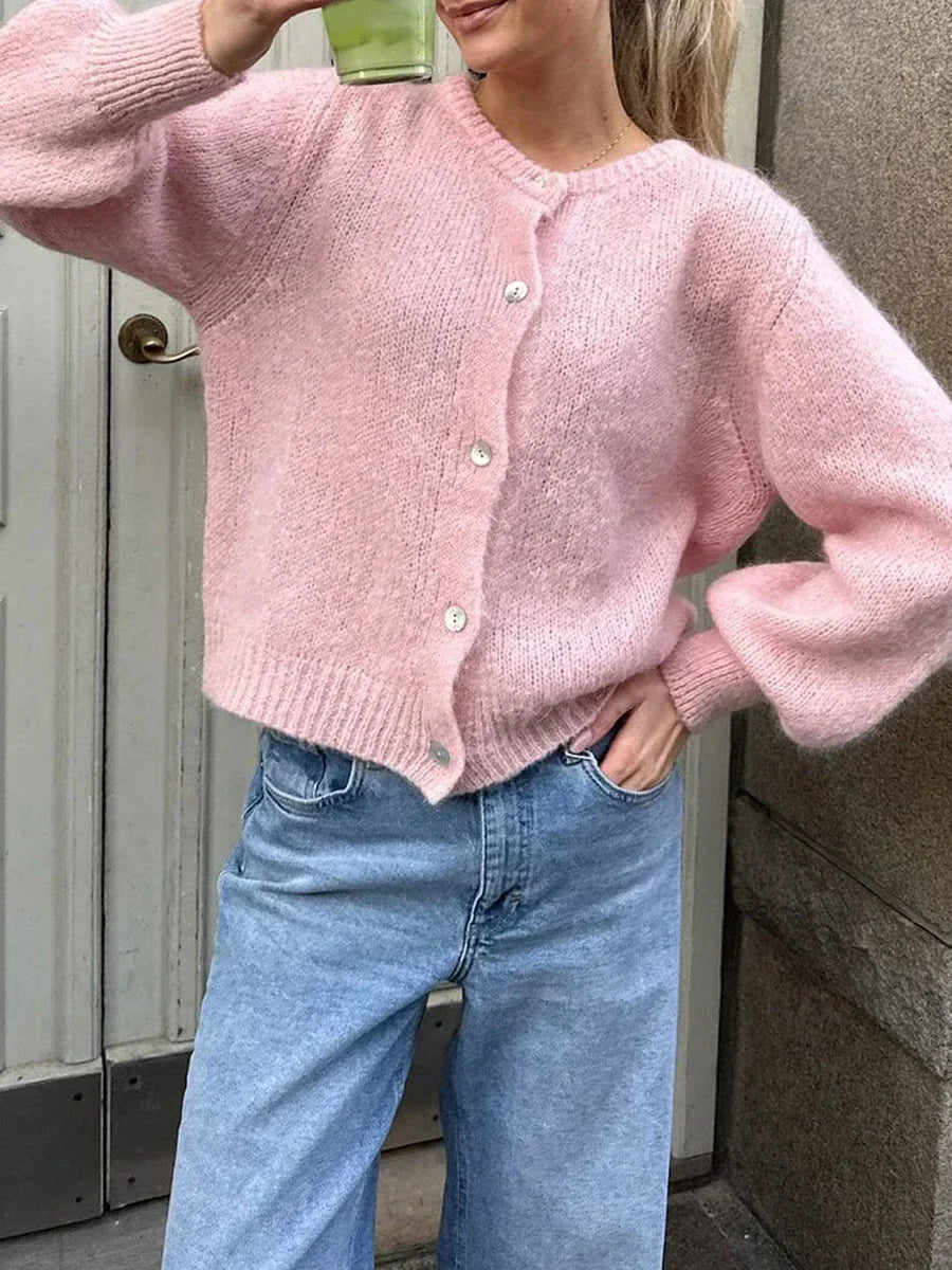 Luvik | Y2K Napitusnappi Neule Vapaa-aika Pehmeä Cardigan Takki