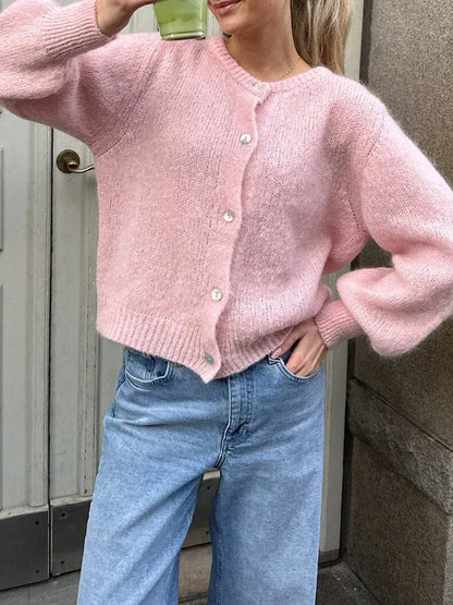Luvik | Y2K Napitusnappi Neule Vapaa-aika Pehmeä Cardigan Takki
