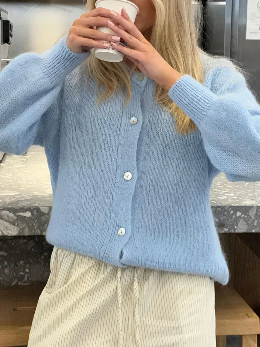 Luvik | Y2K Napitusnappi Neule Vapaa-aika Pehmeä Cardigan Takki