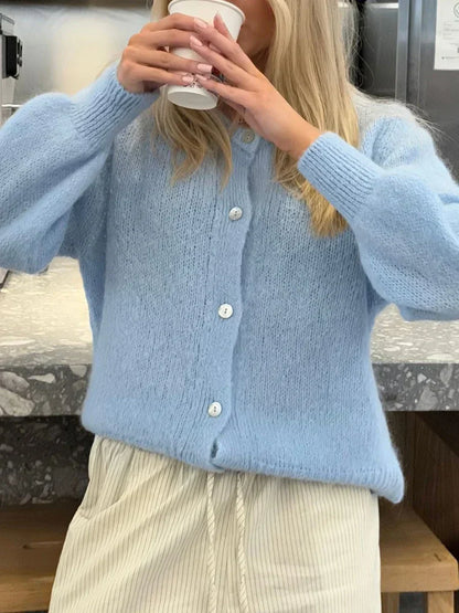 Luvik | Y2K Napitusnappi Neule Vapaa-aika Pehmeä Cardigan Takki