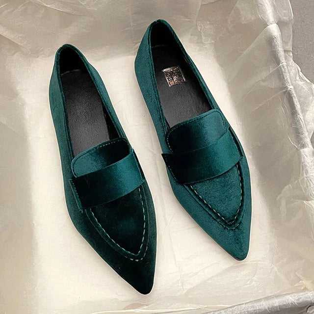 Luvik | Samt Terävä Varvas Loaferit Naisille