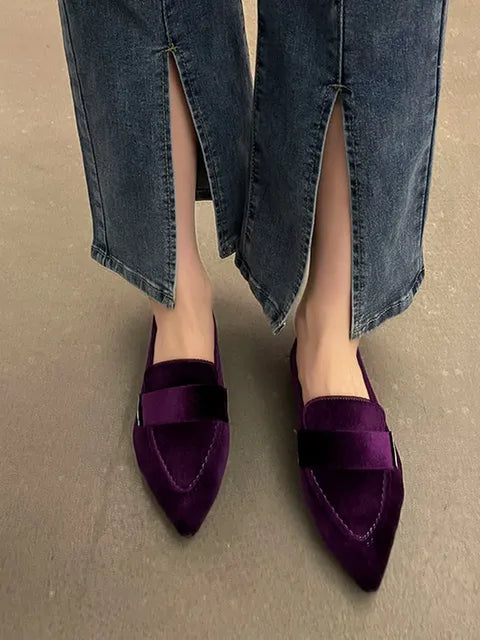 Luvik | Samt Terävä Varvas Loaferit Naisille