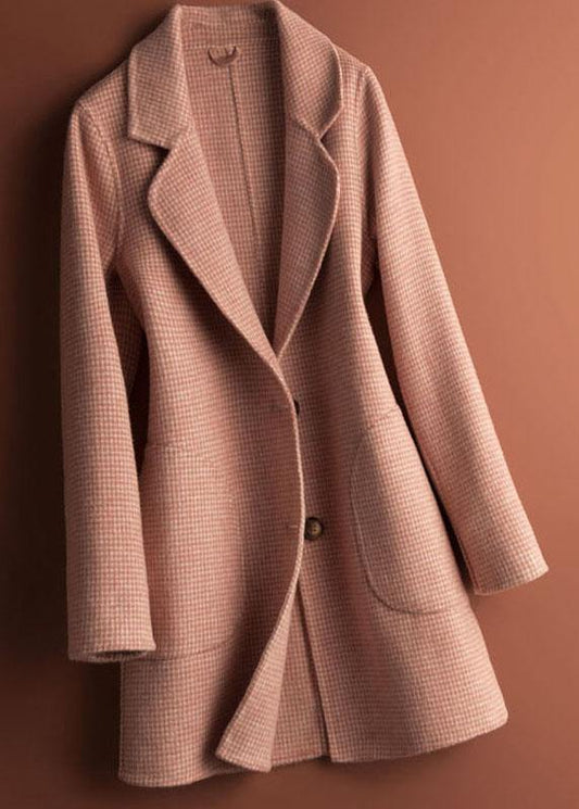 Luvik | Koristettu tasku Hienot vaatteet Luvik | ruudullinen vaaleanpunainen villakangastakki arkeen