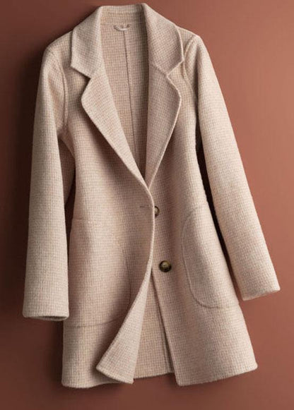 Luvik | Koristettu tasku Hienot vaatteet Luvik | ruudullinen vaaleanpunainen villakangastakki arkeen