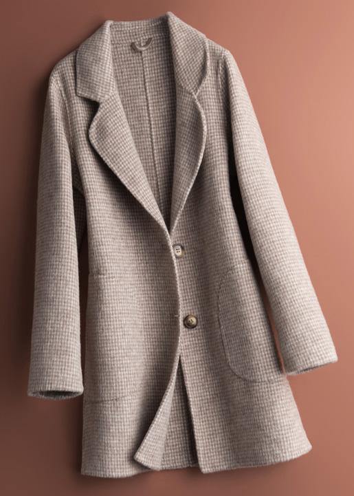 Luvik | Koristettu tasku Hienot vaatteet Luvik | ruudullinen vaaleanpunainen villakangastakki arkeen