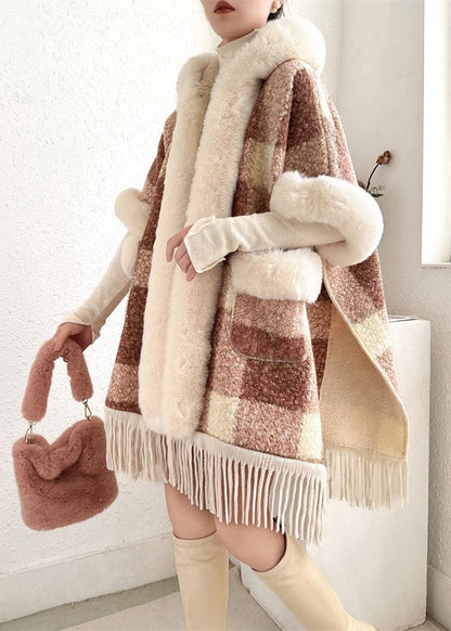 Luvik | Oranssi Karvakaulus Franges Lämmin Fleece Takki Puolihihat