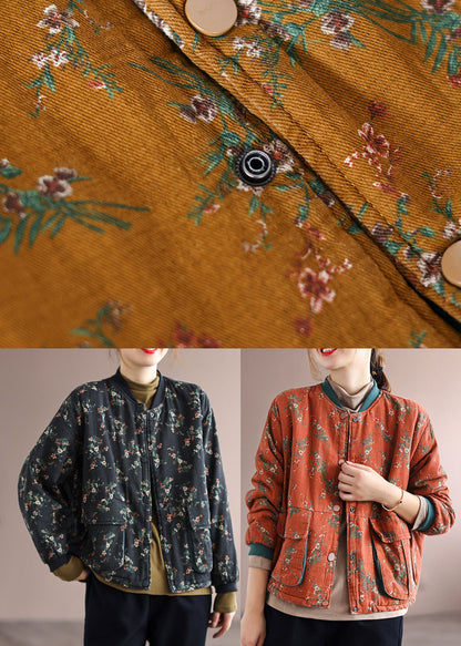 Luvik | Oranssi painettu säkkimäiset puuvillakangas takit vuorattu