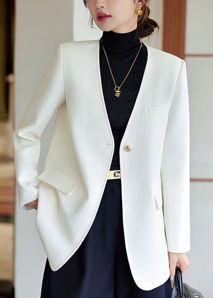 Luvik | V-aukko valkoinen puuvillatakki