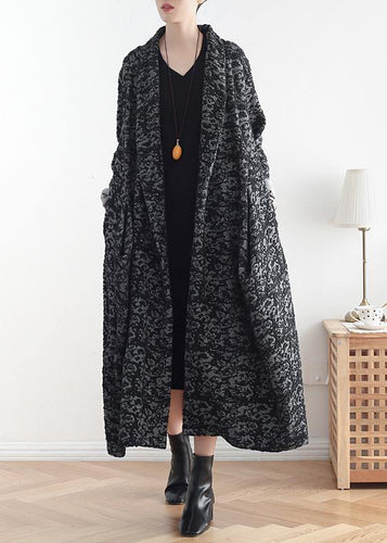 Luvik | mørkegrå asymmetrisk klær Jacquard midi-jakker